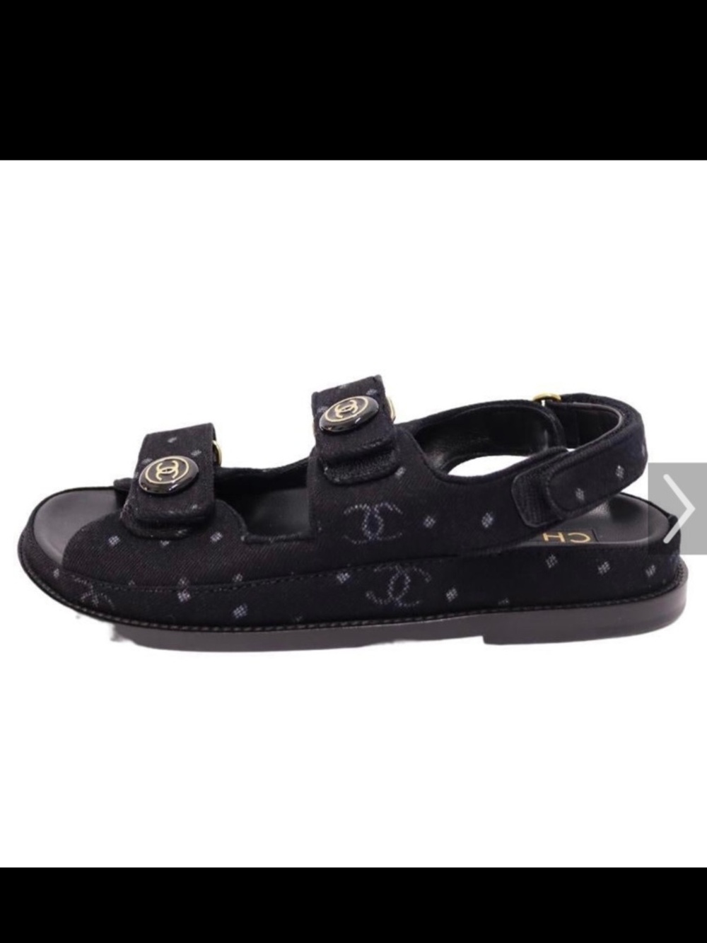 Chanel Black Denim CC Dad Sandals NWT